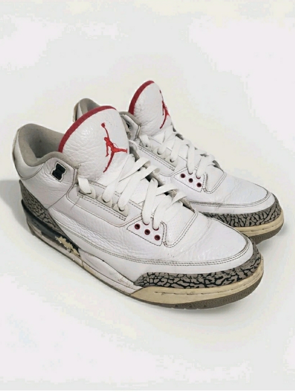 Nike Air Jordan 3 Retro White Cement 2010 Sze 11 136064-105 White Red Black Used